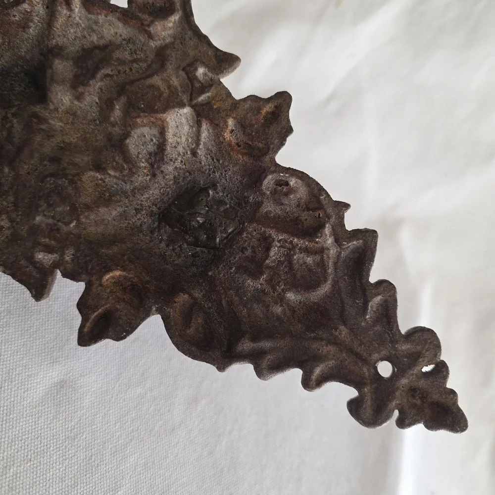 Antique Baroque Victorian Cherub Angel Wall Mount Coat Hook Ornate. Cast Iron.